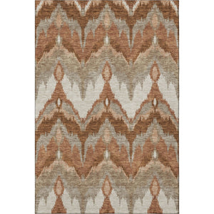 HomeRoots 9' X 12' Contemporary Rust and Beige Ikat Area Rug - Washable, Stain Resistant with UV Protection 662662