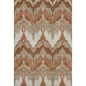HomeRoots 10' X 14' Stylish Rust and Beige Ikat Area Rug - Durable, Washable, UV-Protected for High-Traffic Spaces 662663