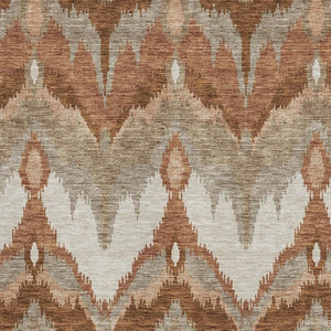 HomeRoots 10' X 14' Stylish Rust and Beige Ikat Area Rug - Durable, Washable, UV-Protected for High-Traffic Spaces 662663