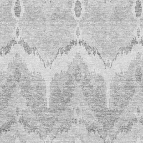 HomeRoots 5' X 8' Silver and Gray Ikat Area Rug – Stylish, Washable, UV-Protected, Stain-Resistant Design for Homes 662671