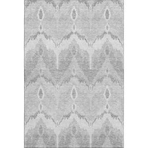 HomeRoots 9' X 12' Silver Ikat Area Rug - Durable, Washable, UV Protected for High-Traffic Homes & Style 662674