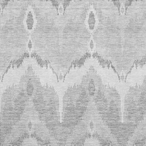HomeRoots 9' X 12' Silver Ikat Area Rug - Durable, Washable, UV Protected for High-Traffic Homes & Style 662674