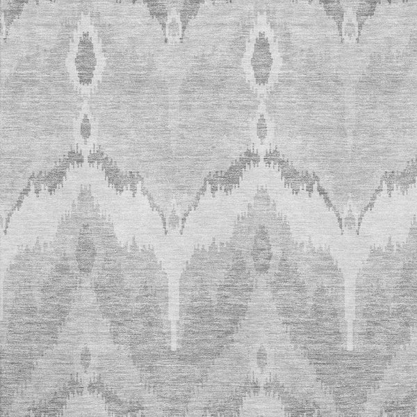 HomeRoots 9' X 12' Silver Ikat Area Rug - Durable, Washable, UV Protected for High-Traffic Homes & Style 662674