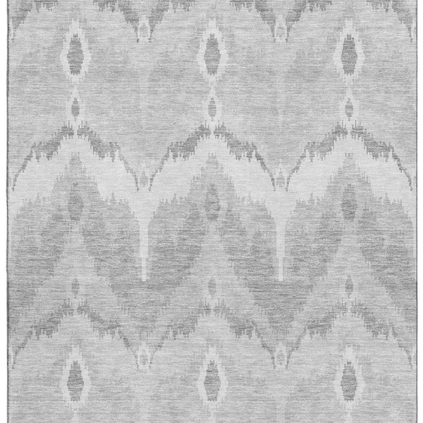 HomeRoots 9' X 12' Silver Ikat Area Rug - Durable, Washable, UV Protected for High-Traffic Homes & Style 662674