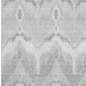 HomeRoots 10' Ikat Washable Area Rug in Silver & Gray - Durable, UV Protected, Ideal for Modern Living Spaces 662675