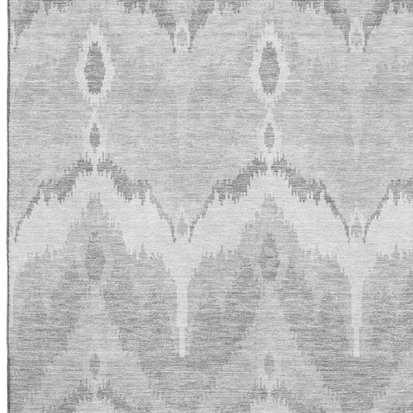HomeRoots 10' Ikat Washable Area Rug in Silver & Gray - Durable, UV Protected, Ideal for Modern Living Spaces 662675