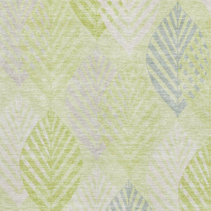 HomeRoots 5' X 8' Artichoke Green Floral Area Rug - Washable, UV Protected, Stain Resistant for High Traffic Areas 662683