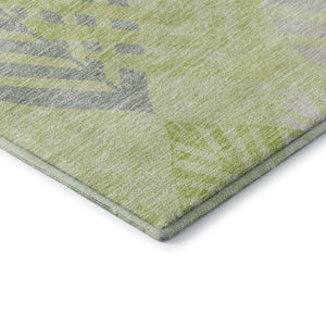 HomeRoots 8' Washable Round Rug in Artichoke Green, Ivory & Beige - Durable Floral Design with UV Protection 662684
