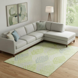 HomeRoots 8' X 10' Washable Artichoke Green Floral Area Rug with UV Protection for Stylish and Durable Living Spaces 662685