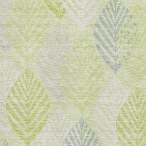 HomeRoots 8' X 10' Washable Artichoke Green Floral Area Rug with UV Protection for Stylish and Durable Living Spaces 662685
