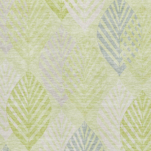 HomeRoots 8' X 10' Washable Artichoke Green Floral Area Rug with UV Protection for Stylish and Durable Living Spaces 662685