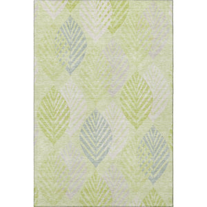 HomeRoots 8' X 10' Washable Artichoke Green Floral Area Rug with UV Protection for Stylish and Durable Living Spaces 662685