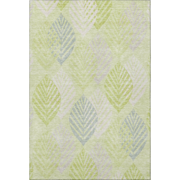 HomeRoots 8' X 10' Washable Artichoke Green Floral Area Rug with UV Protection for Stylish and Durable Living Spaces 662685
