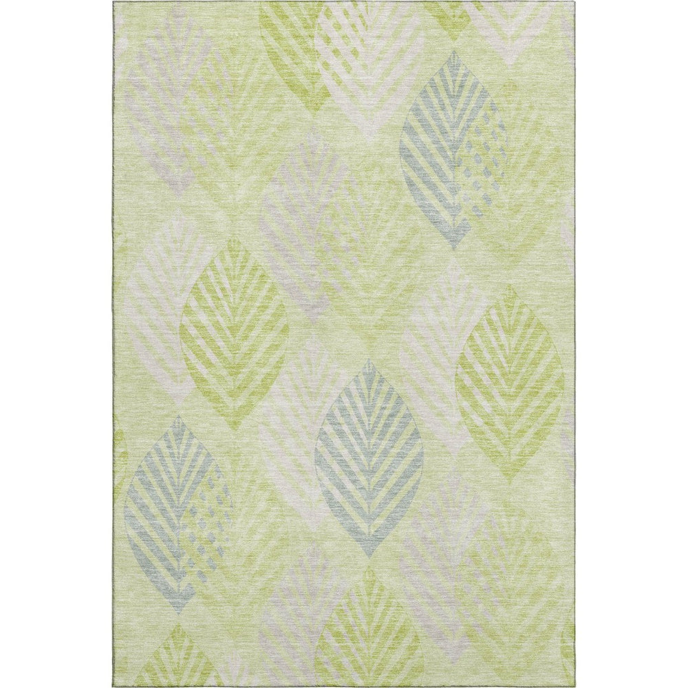 HomeRoots 9' X 12' Transitional Floral Area Rug in Artichoke Green & Ivory - Washable, UV Protected, Durable 662686