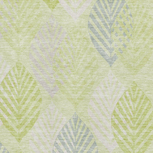 HomeRoots 9' X 12' Transitional Floral Area Rug in Artichoke Green & Ivory - Washable, UV Protected, Durable 662686