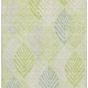 HomeRoots 9' X 12' Transitional Floral Area Rug in Artichoke Green & Ivory - Washable, UV Protected, Durable 662686