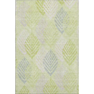 HomeRoots 10' X 14' Artichoke Green Floral Area Rug – Washable, UV-Protected, Durable Design for Busy Homes 662687