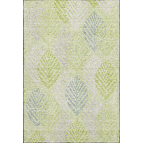 HomeRoots 10' X 14' Artichoke Green Floral Area Rug – Washable, UV-Protected, Durable Design for Busy Homes 662687