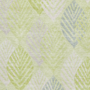 HomeRoots 10' X 14' Artichoke Green Floral Area Rug – Washable, UV-Protected, Durable Design for Busy Homes 662687