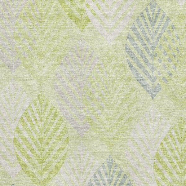 HomeRoots 10' X 14' Artichoke Green Floral Area Rug – Washable, UV-Protected, Durable Design for Busy Homes 662687