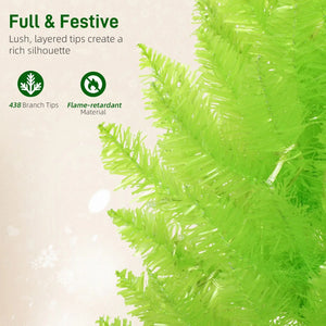 English Elm 5 Ft Slim Pencil Artificial Christmas Tree Pre-lit Warm White Leds Whimsical Bent Top T3971P400538