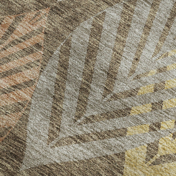 HomeRoots 9' X 12' Floral Area Rug in Chocolate, Gold & Copper - Washable, UV Protected & Stain Resistant Decor 662704