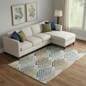 HomeRoots 8' X 10' Elegant Gray Teal Gold Floral Area Rug - Washable, Stain-Resistant, UV Protected Design! 662709