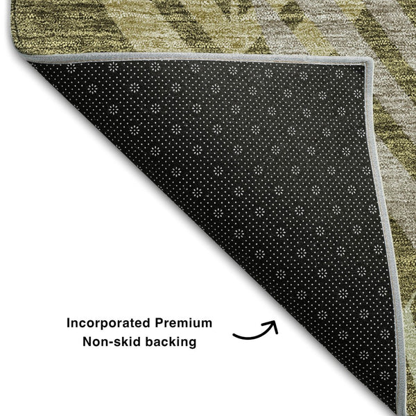 HomeRoots 8' X 10' Elegant Olive Green Floral Area Rug with UV Protection - Durable, Machine Washable & Stain Resistant 662715