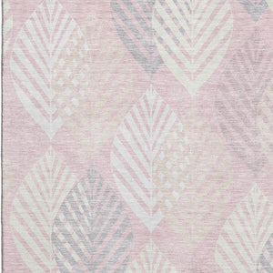 HomeRoots 5' Pink, Ivory & Blue Floral Washable Area Rug - Durable, Stylish & UV Protected for Any Room! 662719