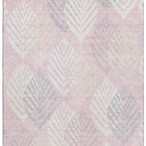 HomeRoots 5' Pink, Ivory & Blue Floral Washable Area Rug - Durable, Stylish & UV Protected for Any Room! 662719