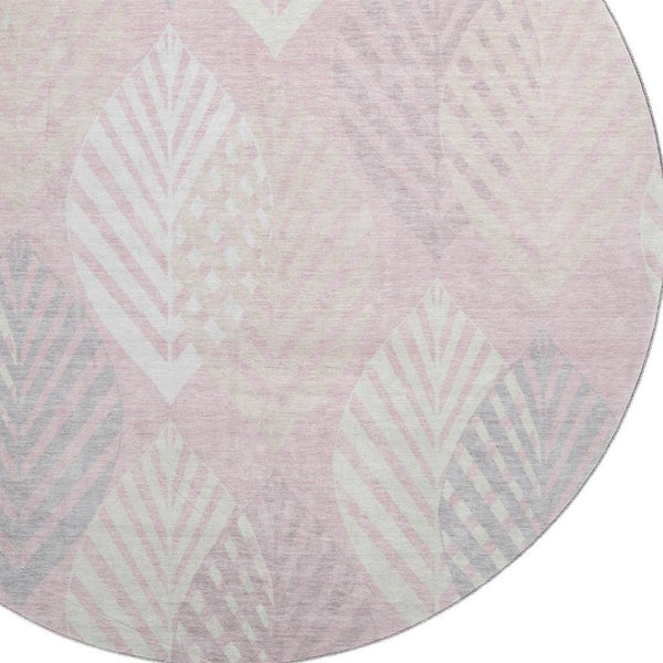 HomeRoots 8' Pink Floral Round Rug – Washable with UV Protection, Stain Resistant for High-Traffic Areas 662720