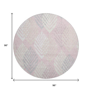 HomeRoots 8' Pink Floral Round Rug – Washable with UV Protection, Stain Resistant for High-Traffic Areas 662720