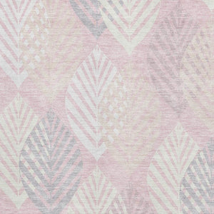 HomeRoots 8' X 10' Washable Pink Ivory & Blue Floral Area Rug with Stain Resistance and UV Protection for Homes 662721