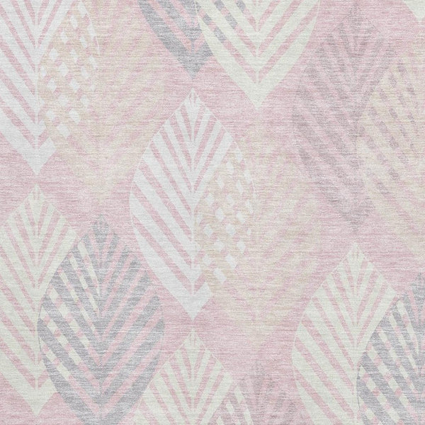 HomeRoots 8' X 10' Washable Pink Ivory & Blue Floral Area Rug with Stain Resistance and UV Protection for Homes 662721