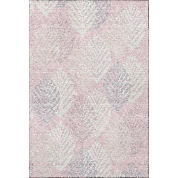 HomeRoots 9' X 12' Floral Washable Area Rug in Pink, Ivory & Blue - Durable, Stylish, UV-Protected Design 662722