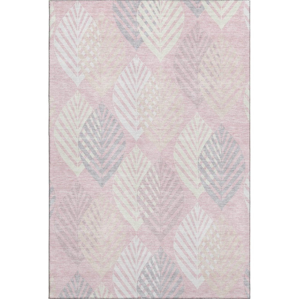 HomeRoots 10' X 14' Floral Area Rug in Pink, Ivory & Blue - Washable, UV-Protected & Stain-Resistant Design 662723