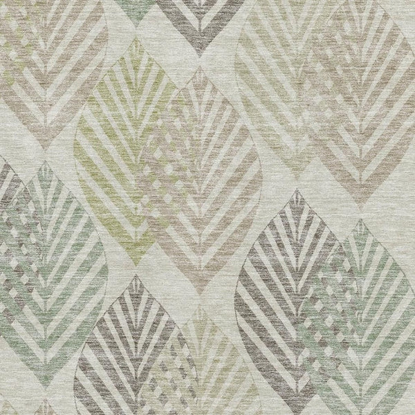 HomeRoots 5' X 8' Washable Taupe Brown & Green Floral Area Rug with UV Protection for Stylish, Easy Living 662737