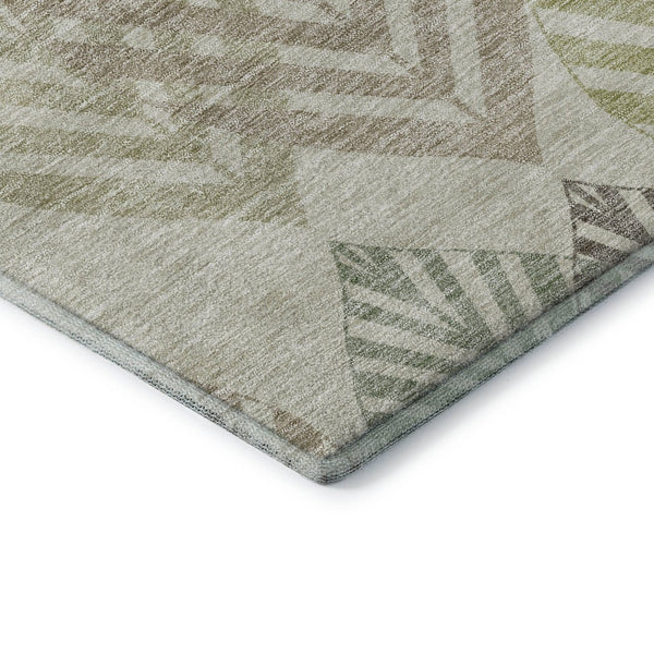 HomeRoots 8' Washable Round Floral Rug in Taupe Brown & Green - UV Protected, Stain Resistant & Durable Design 662738