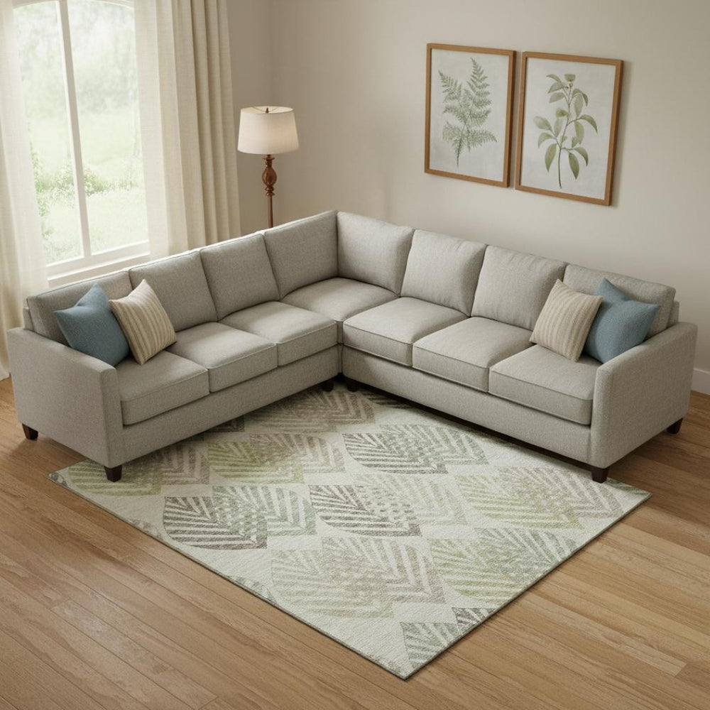 HomeRoots 8' X 10' Floral Area Rug in Taupe, Brown & Green – Washable, UV-Protected, Perfect for Family Homes 662739
