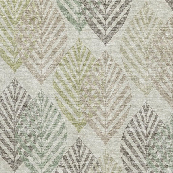 HomeRoots 9' X 12' Washable Floral Area Rug in Taupe, Brown & Green - Durable, Stain Resistant with UV Protection 662740