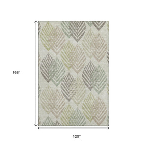 HomeRoots 10' X 14' Washable Taupe Brown & Green Floral Area Rug with UV Protection – Durable, Stylish & Easy-Care 662741