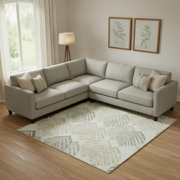 HomeRoots 10' X 14' Washable Taupe Brown & Green Floral Area Rug with UV Protection – Durable, Stylish & Easy-Care 662741