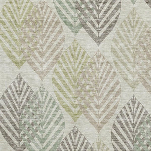 HomeRoots 10' X 14' Washable Taupe Brown & Green Floral Area Rug with UV Protection – Durable, Stylish & Easy-Care 662741