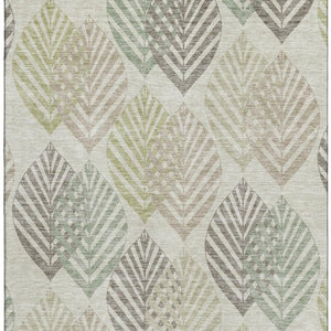 HomeRoots 10' X 14' Washable Taupe Brown & Green Floral Area Rug with UV Protection – Durable, Stylish & Easy-Care 662741