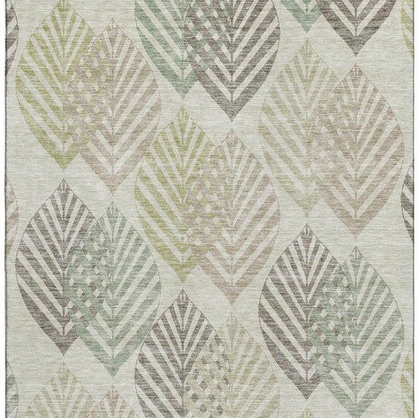 HomeRoots 10' X 14' Washable Taupe Brown & Green Floral Area Rug with UV Protection – Durable, Stylish & Easy-Care 662741