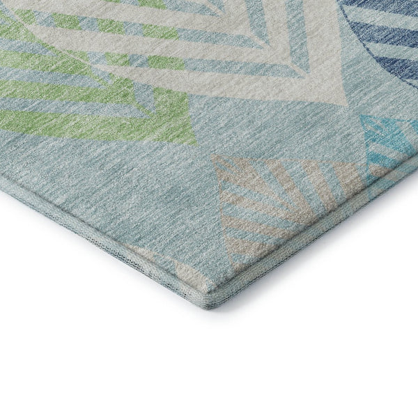 HomeRoots 8' X 10' Stunning Teal Ivory Green Floral Area Rug - Washable, Stain Resistant, UV Protected Design 662745