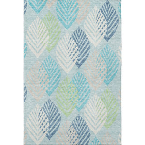 HomeRoots 8' X 10' Stunning Teal Ivory Green Floral Area Rug - Washable, Stain Resistant, UV Protected Design 662745