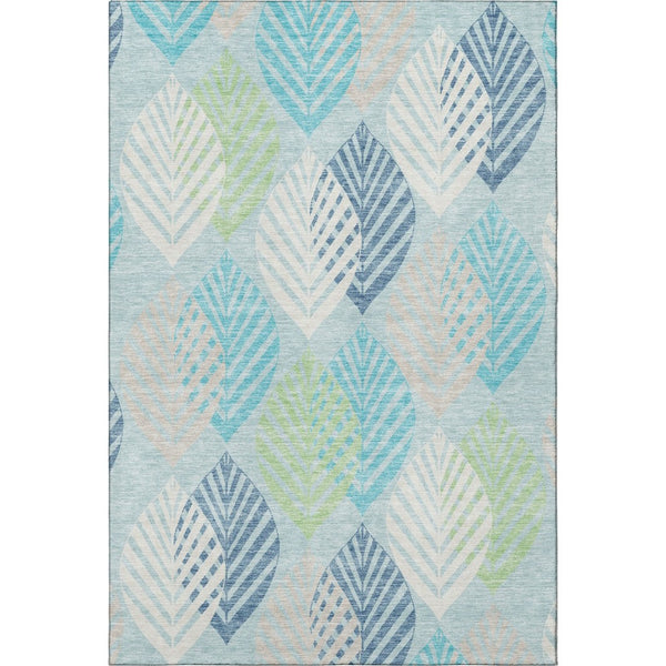 HomeRoots 8' X 10' Stunning Teal Ivory Green Floral Area Rug - Washable, Stain Resistant, UV Protected Design 662745