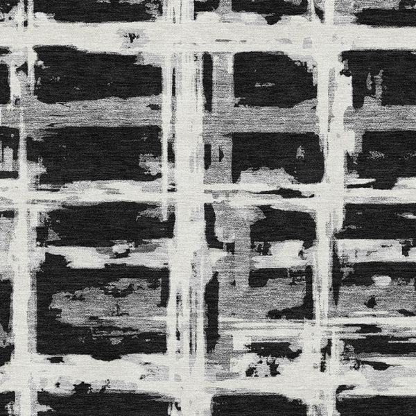 HomeRoots 5' X 8' Stylish Black and Silver Striped Washable Area Rug with UV Protection for Modern Homes 662761
