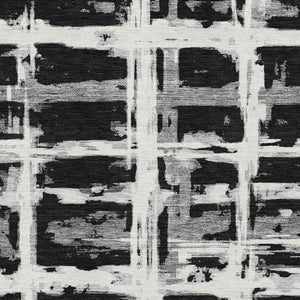 HomeRoots 8' X 10' Stylish Black & Silver Striped Area Rug - Washable, Stain Resistant, UV Protected, Durable Design 662763